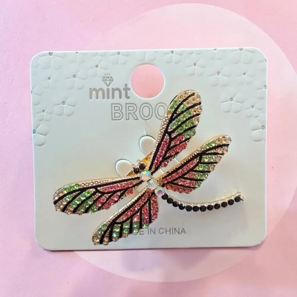 Wispy Pink and Green Dragonfly Brooch